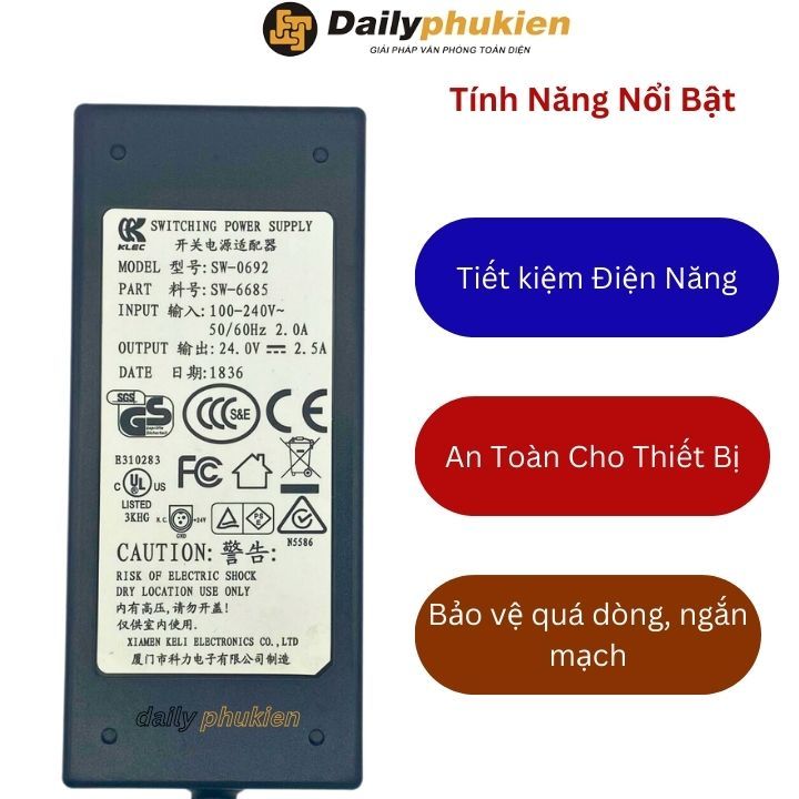 Dây nguồn máy in kpos zy307 ZY309 24V 2.5A hàng chất lượng cao