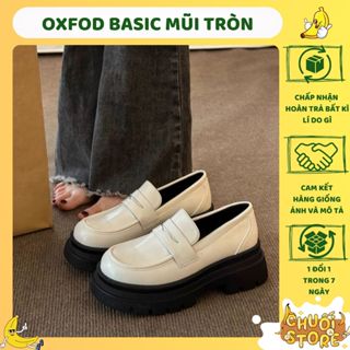 [SẴN + CHUẨN HÀNG QC] Giày oxford nữ cổ thấp đế răng cưa đế cao 5cm su đúc chất da PU cao cấp kiểu dáng vintage cổ điển