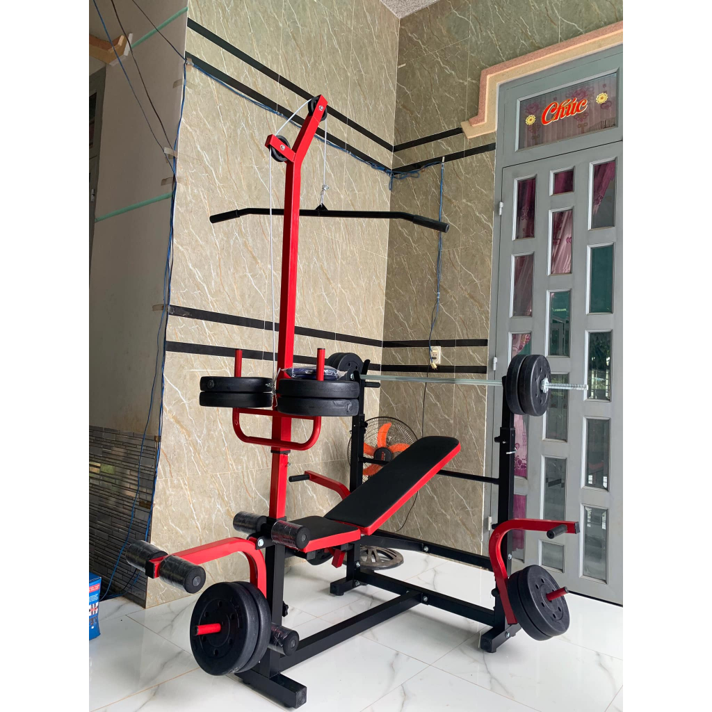 Giàn tập tạ đa năng HT750 loại lớn  khoảng cách đặt giá đỡ đòn tạ rộng 88cm chắc chắn