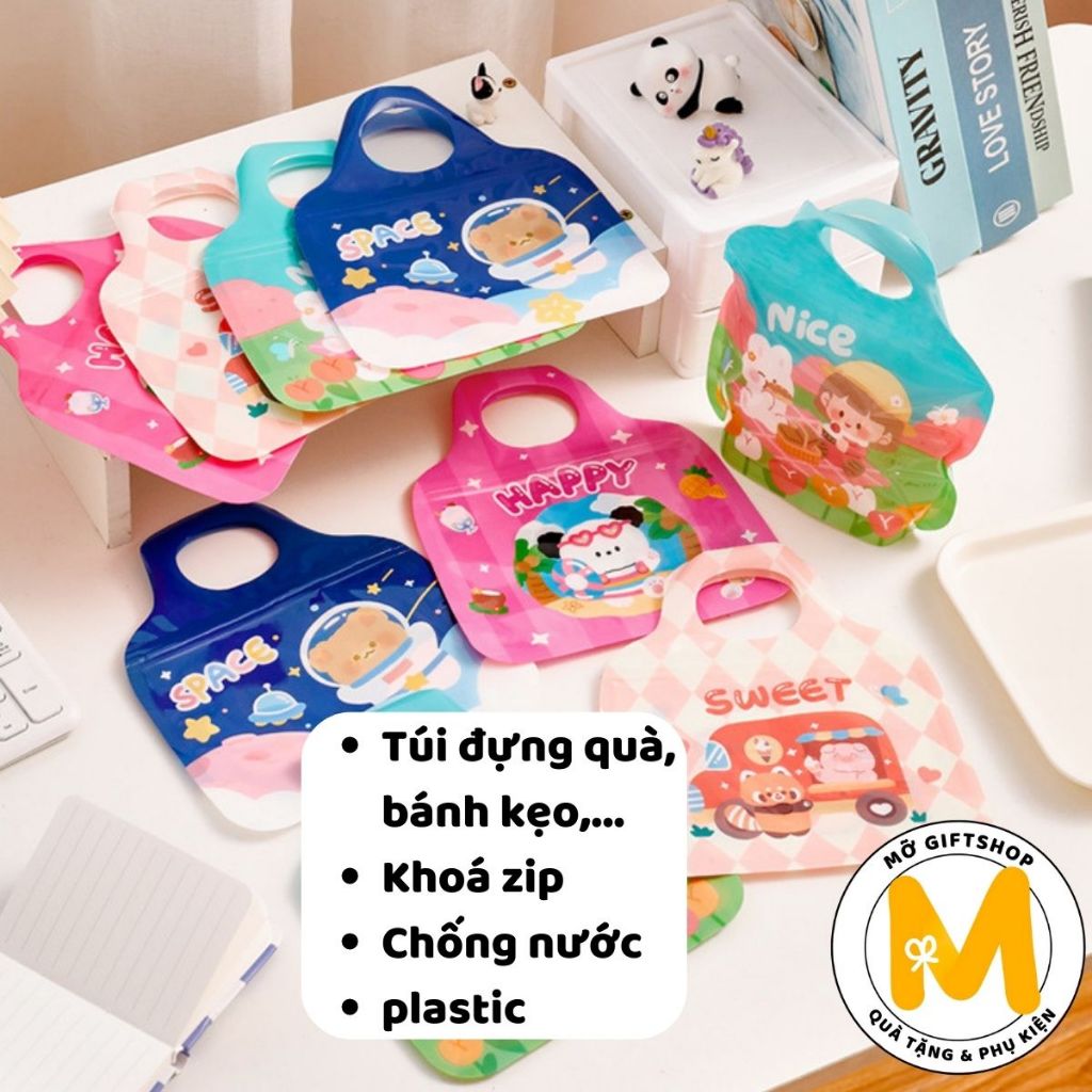 Túi nilong đựng quà có quai và khoá zip