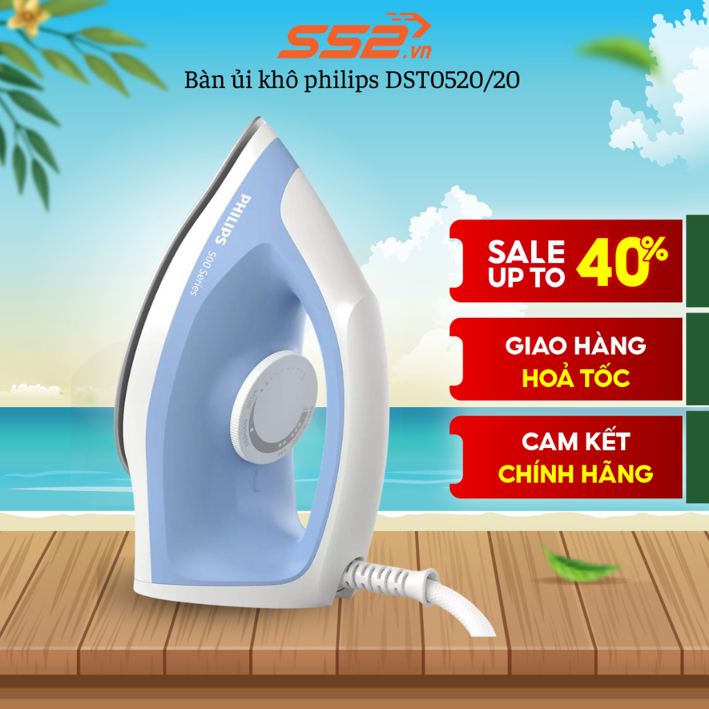 Bàn ủi khô philips DST0520/20 có men chống dính - Hàng chính hãng