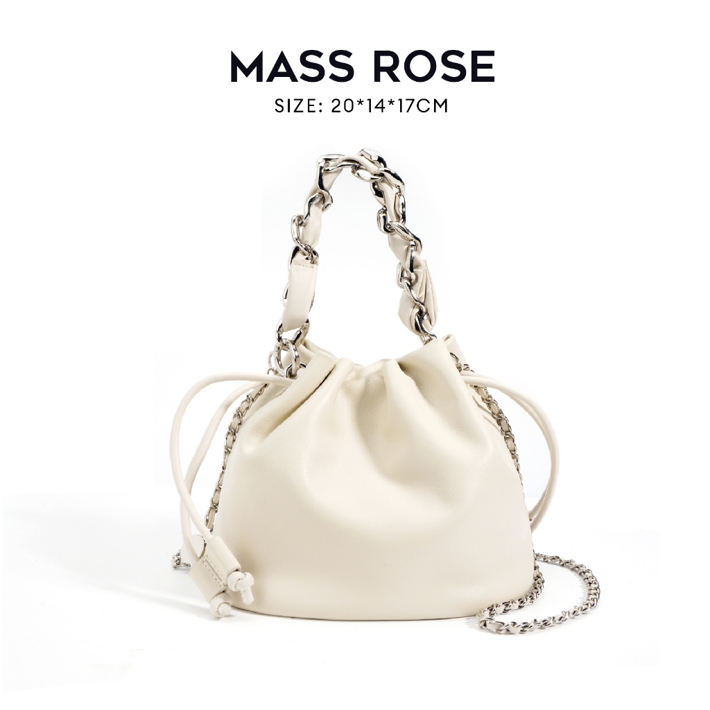 ENSO - MASS ROSE BAG, Túi Xách Da Thật Màu Đen