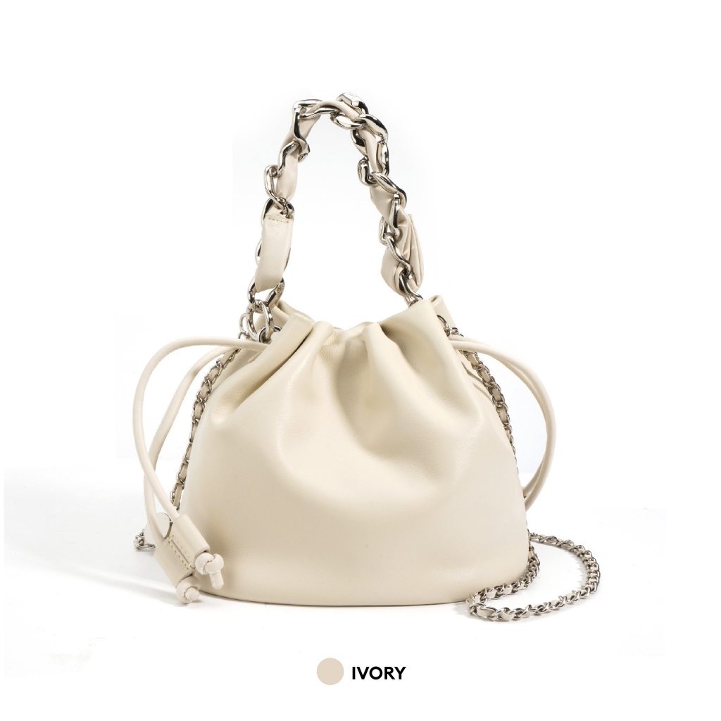 ENSO - MASS ROSE BAG, Túi Xách Da Thật Màu Đen