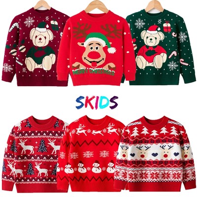 Áo len bé trai gái đỏ họa tiết noel đáng yêu thời trang trẻ em thu đông SKIDS
