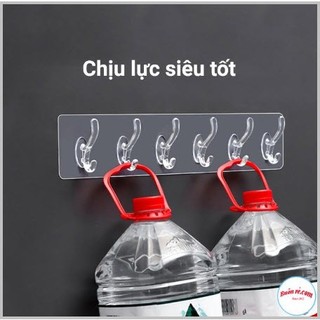 Dán tường, móc dán treo đồ , móc dán tường, móc treo dán tường, thanh treo đồ 6 Móc trong suốt siêu dính