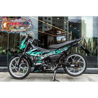 Tem Rời Satria mẫu R màu đen xanh trắng
