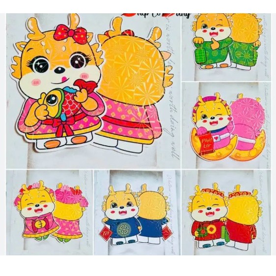 Combo 100 chiếc Lì xì Chipi 2024 -= lì xì tết 2024 loại có phản quàng - hình rồng