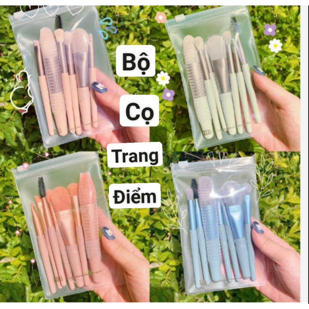 BỘ cọ trang điểm 8 món - cọ môi, kẻ mày , đánh má hồng, bút kẻ mắt....