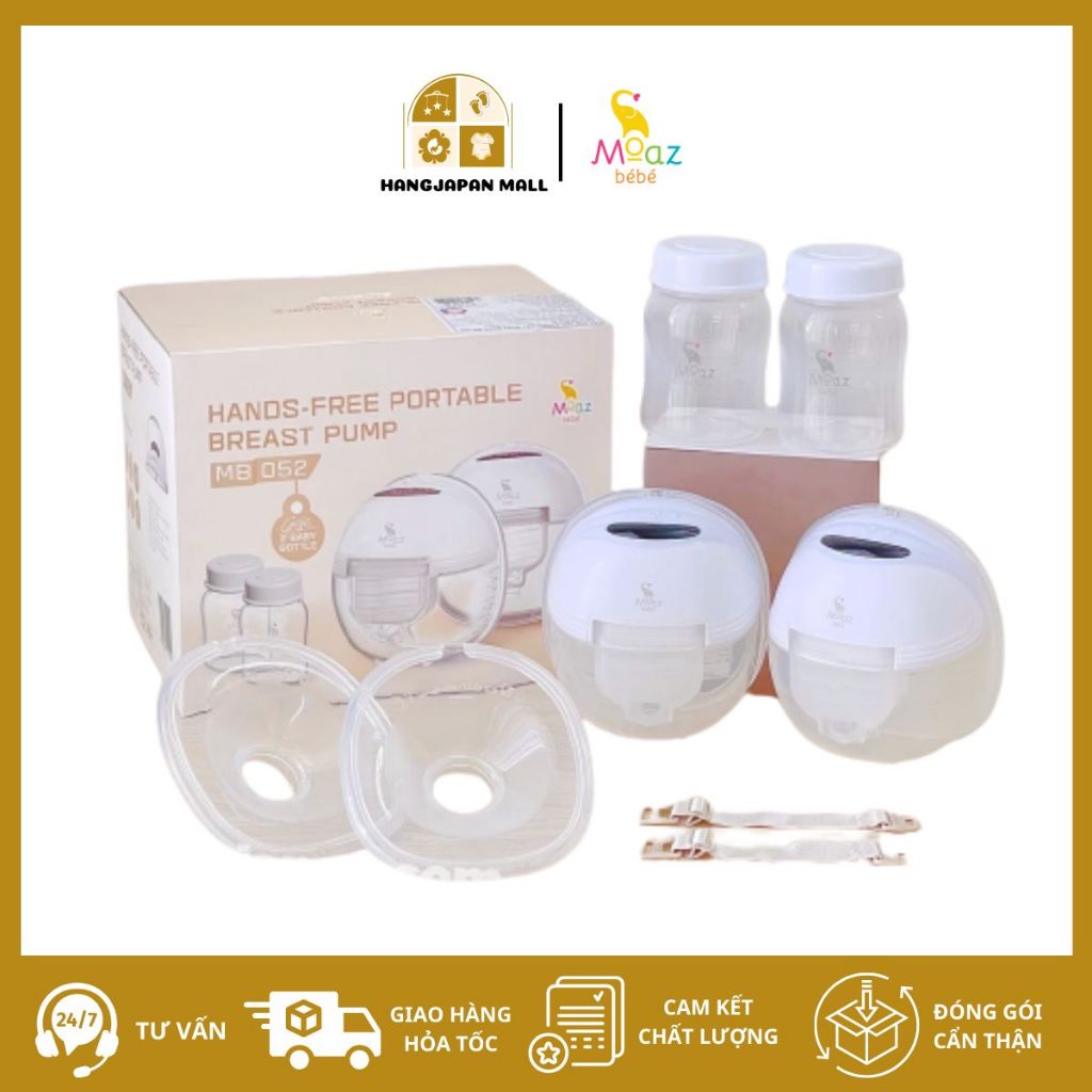 Máy hút sữa không dây Moaz Bebe MB052, máy hút sữa điện đơn, máy hút êm, kiệt sữa