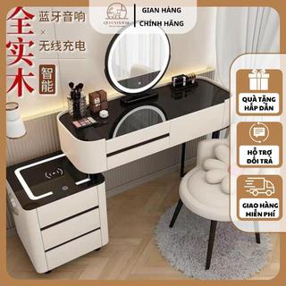 Bàn trang điểm bọc da nhập khẩu đèn led thông minh Queenhouse bàn phấn cao cấp thiết kế sang trọng tặng kèm quà