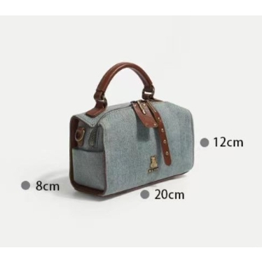 Béo Meo Ngủ Mùa Thu Đông Túi Nữ 2023 Mới Niche Denim Gối Túi Retro Boston Đeo Vai Túi