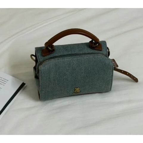 Béo Meo Ngủ Mùa Thu Đông Túi Nữ 2023 Mới Niche Denim Gối Túi Retro Boston Đeo Vai Túi