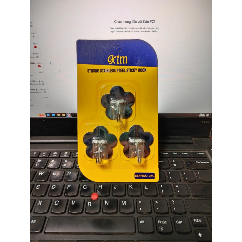Móc dán tường chịu lực bằng kim loại - set 3 cái