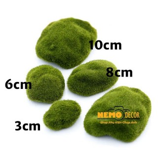 Đá Rêu, Đá Phủ Rêu Xanh Mô Phỏng (Nhiều size) Nemo Decor
