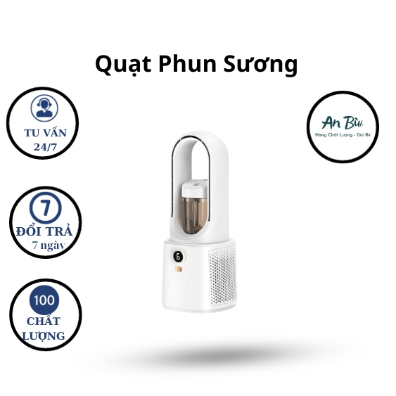 Quạt Tích Điện Phun Sương Không Cánh 6 Chế Độ Làm Mát Nhanh Chóng (GVQ Store)