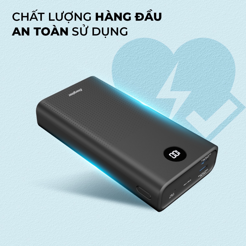 Sạc dự phòng Energizer 30000mAh UE30016PQ - tích hợp sạc nhanh 20W, 3 cổng sạc tiện lợi- Hàng chính hãng, bảo hành 2 năm