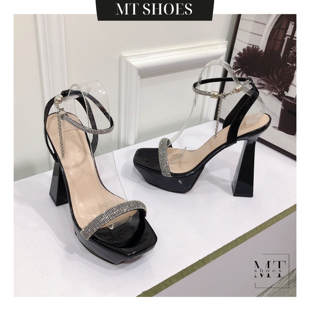 Giày Sandal mũi đúp cao 13P dây đá sang chảnh form chuẩn đẹp siêu tôn chân Giày cao gót nữ MT Shoes