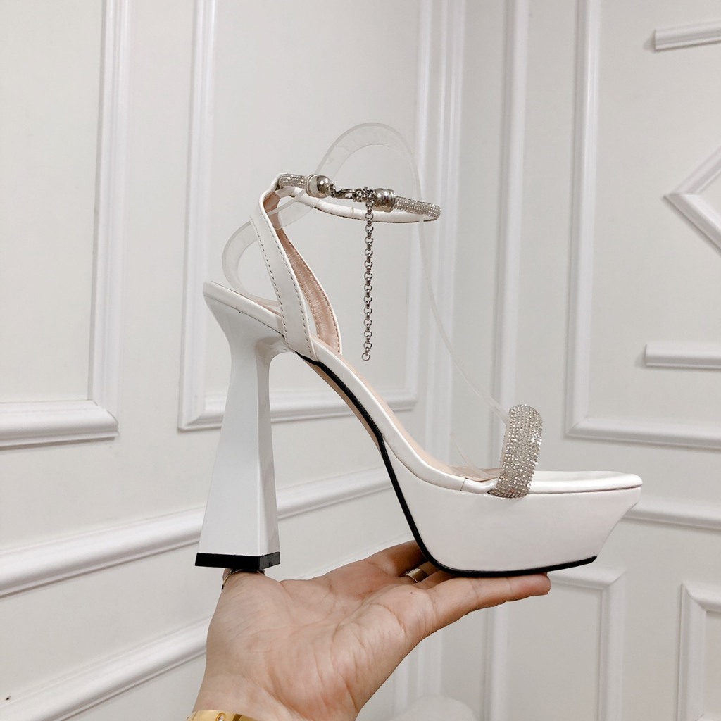 Giày Sandal mũi đúp cao 13P dây đá sang chảnh form chuẩn đẹp siêu tôn chân Giày cao gót nữ MT Shoes