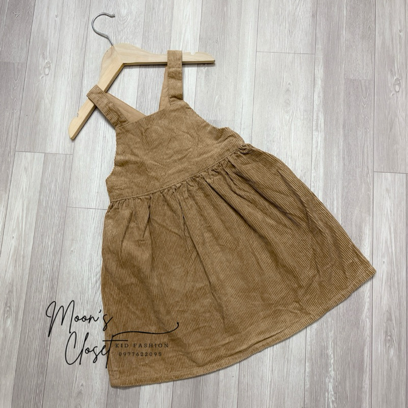 XD- Váy yếm nhung tăm nâu HM size 1.5/2y-9/10y