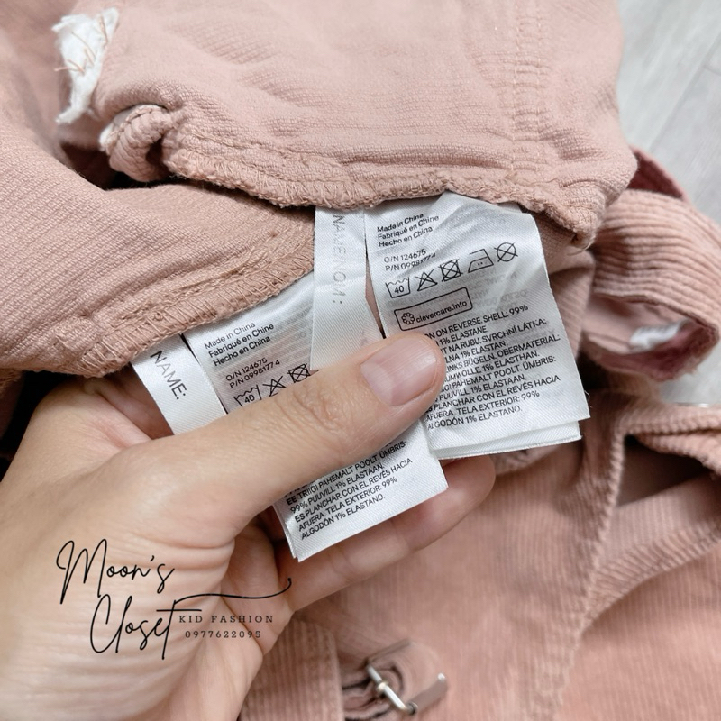 XD- Váy yếm nhung tăm hồng HM size 1.5/2y-9/10y