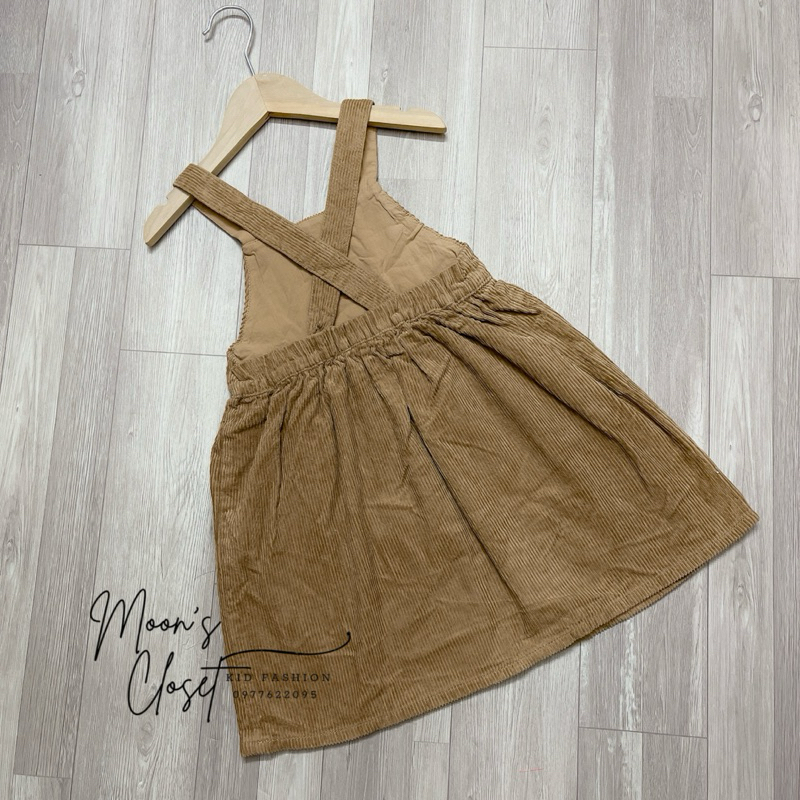 XD- Váy yếm nhung tăm nâu HM size 1.5/2y-9/10y