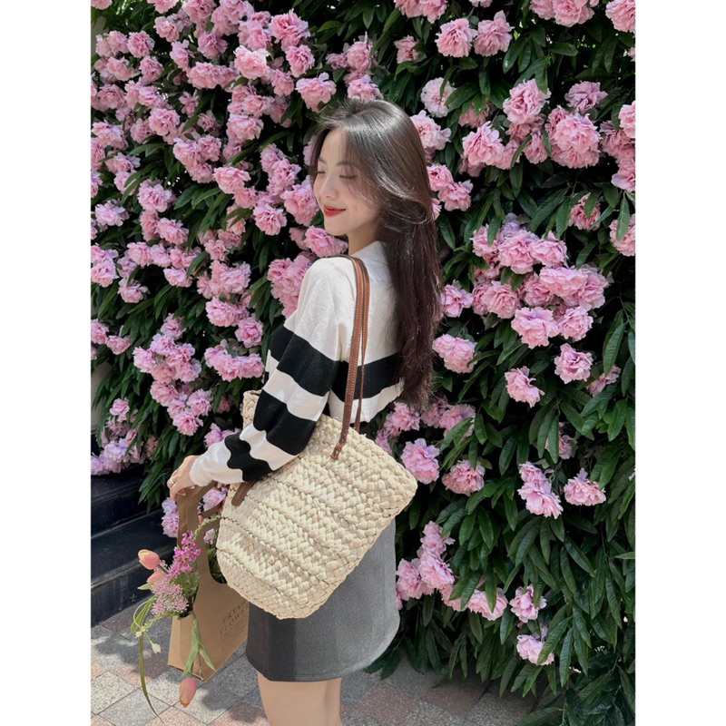 Áo Len PoLo - 202 - Thêu Ngựa - Kẻ Ngang - Tay Dài