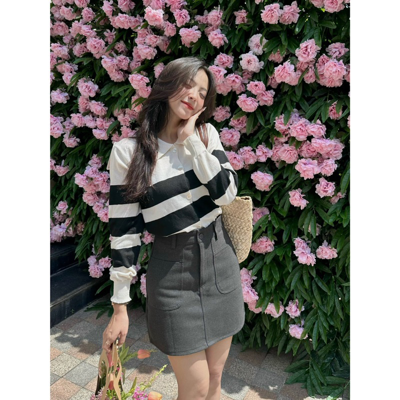 Áo Len PoLo - 202 - Thêu Ngựa - Kẻ Ngang - Tay Dài