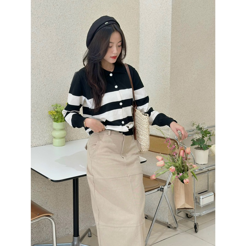 Áo Len PoLo - 202 - Thêu Ngựa - Kẻ Ngang - Tay Dài