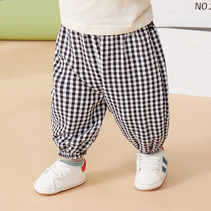 TE463 - Quần kẻ ca ro cho bé trai bé gái năng dộng chất thô mềm mại size 9-17kg