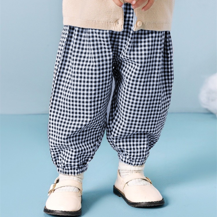 TE463 - Quần kẻ ca ro cho bé trai bé gái năng dộng chất thô mềm mại size 9-17kg