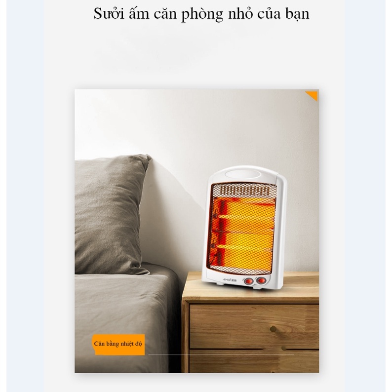 Đèn sưởi 2 bóng công suất 800w làm ấm nhanh cho nhà tắm, phòng ngủ, phòng làm việc làm ấm trong 5s DSN01