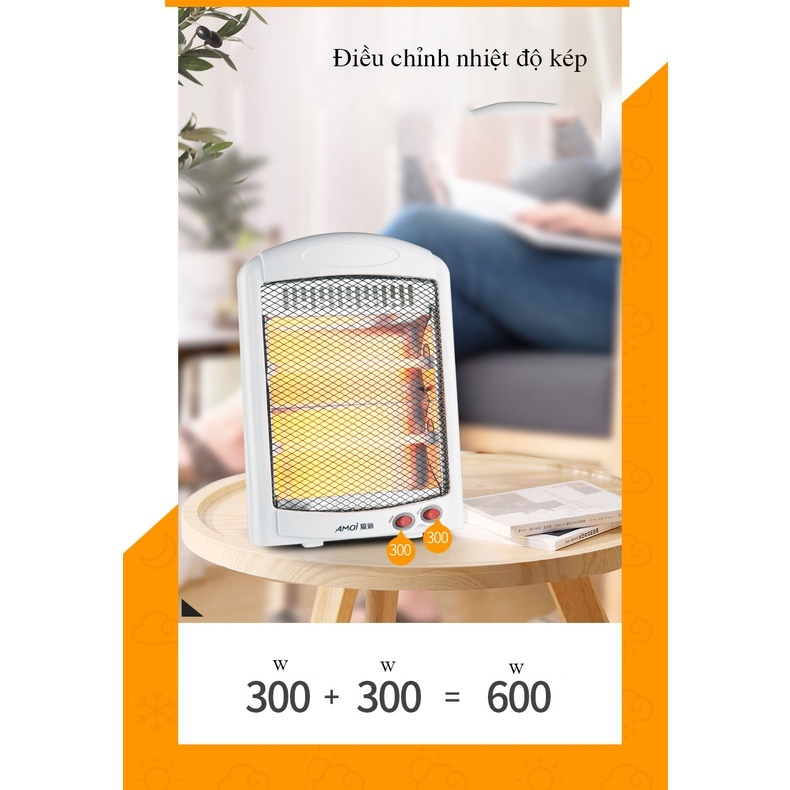 Đèn sưởi 2 bóng công suất 800w làm ấm nhanh cho nhà tắm, phòng ngủ, phòng làm việc làm ấm trong 5s DSN01
