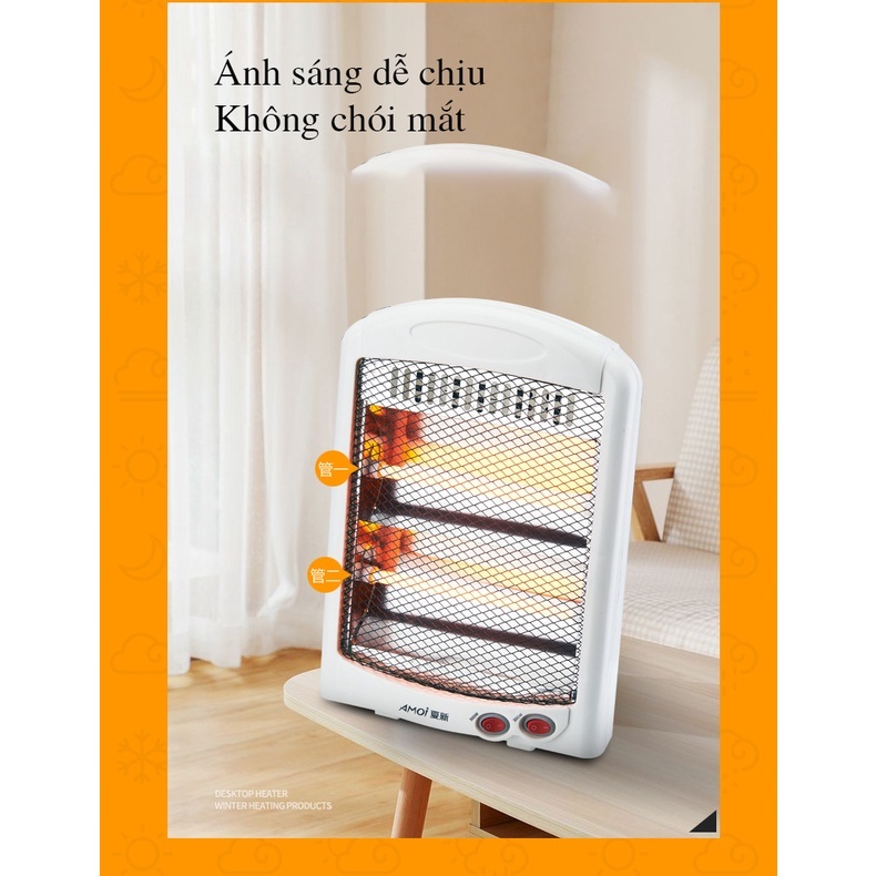Đèn sưởi 2 bóng công suất 800w làm ấm nhanh cho nhà tắm, phòng ngủ, phòng làm việc làm ấm trong 5s DSN01