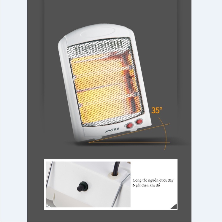 Đèn sưởi 2 bóng công suất 800w làm ấm nhanh cho nhà tắm, phòng ngủ, phòng làm việc làm ấm trong 5s DSN01
