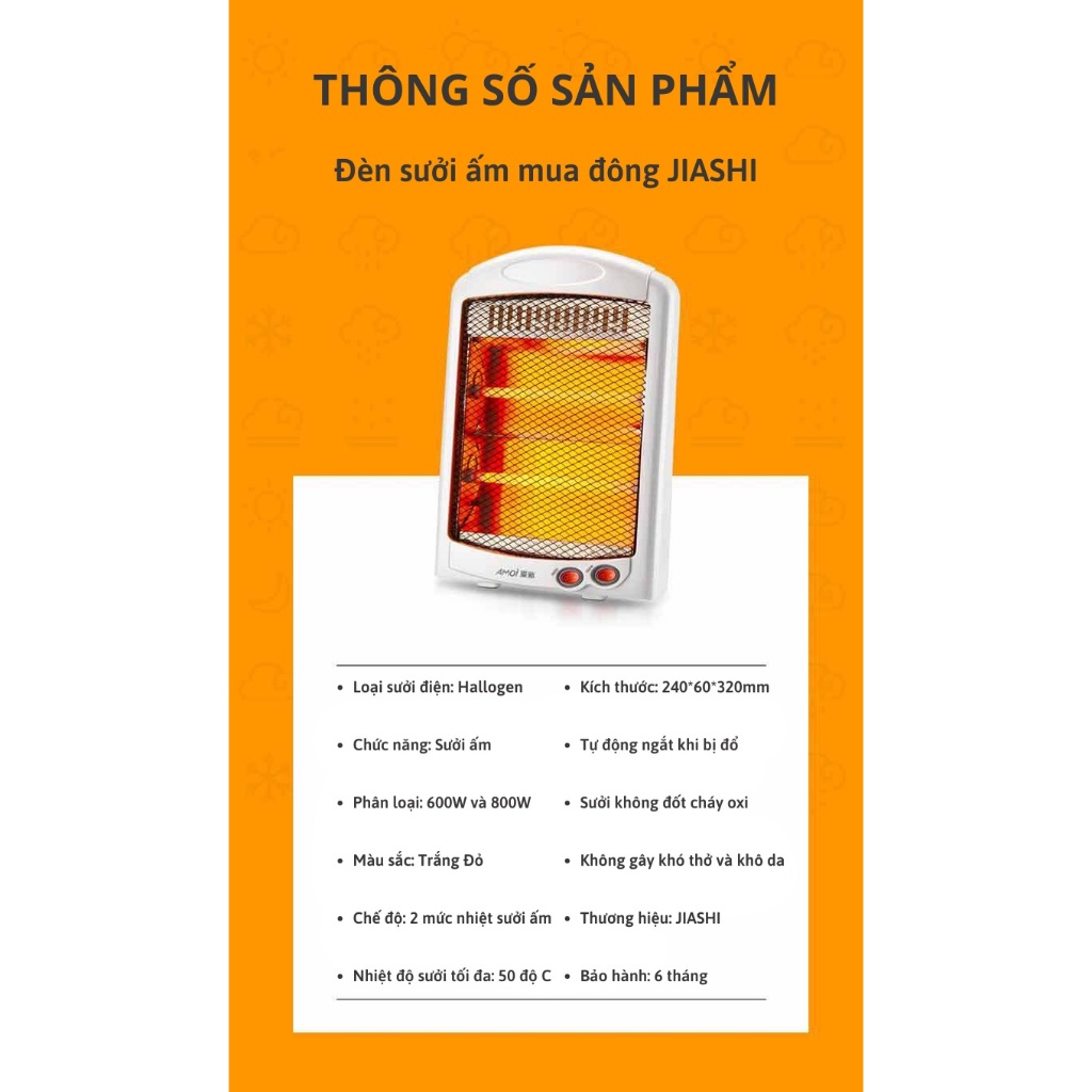 Đèn sưởi 2 bóng công suất 800w làm ấm nhanh cho nhà tắm, phòng ngủ, phòng làm việc làm ấm trong 5s DSN01