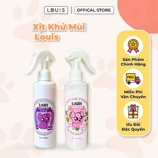 Xịt Khử Mùi Chó Mèo LOUIS 250ml, Xịt Diệt Khuẩn Thơm Lâu Dưỡng Lông Thú Cưng Trị Tật Đi Bậy