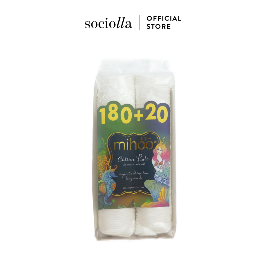 Bông Tẩy Trang Cao Cấp MIHOO Cotton Pad 200 Miếng Tròn