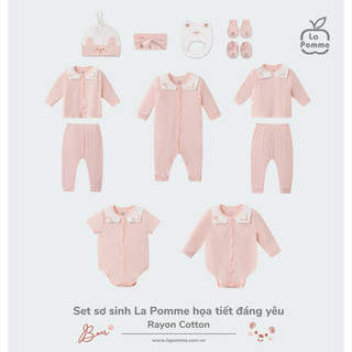 La Pomme set sơ sinh La Pomme cúc giữa hoạ tiết đáng yêu- Hồng