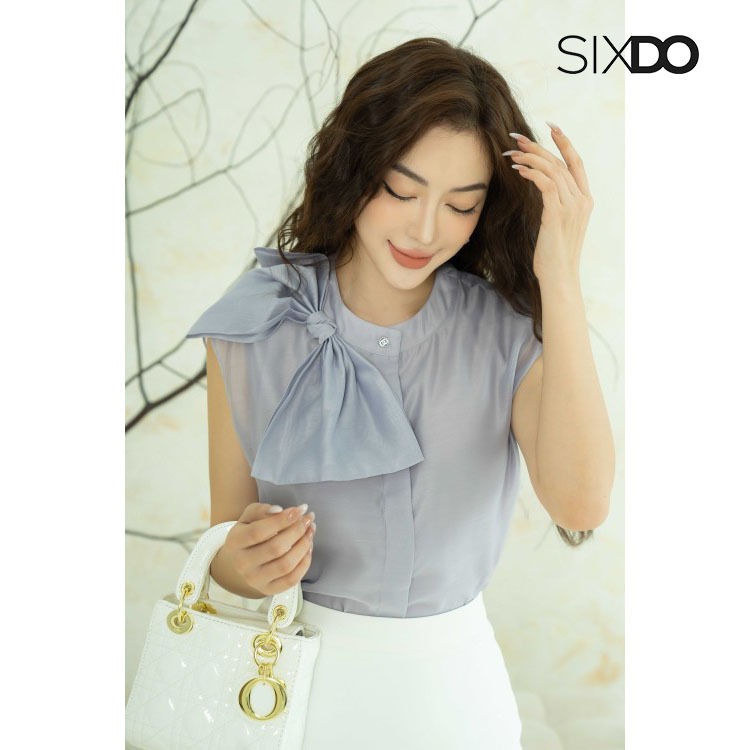 Áo sơ mi cổ nơ SIXDO (Grey Sleeveless Top)