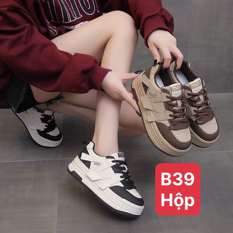 Giày thể đế bánh mì 5 phân TMT nâu, đen trắng