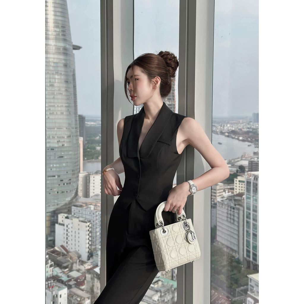 Set áo ghile sat nách kèm quần loe phong cách Hàn Quốc cho nữ HÀNG LOẠI 1