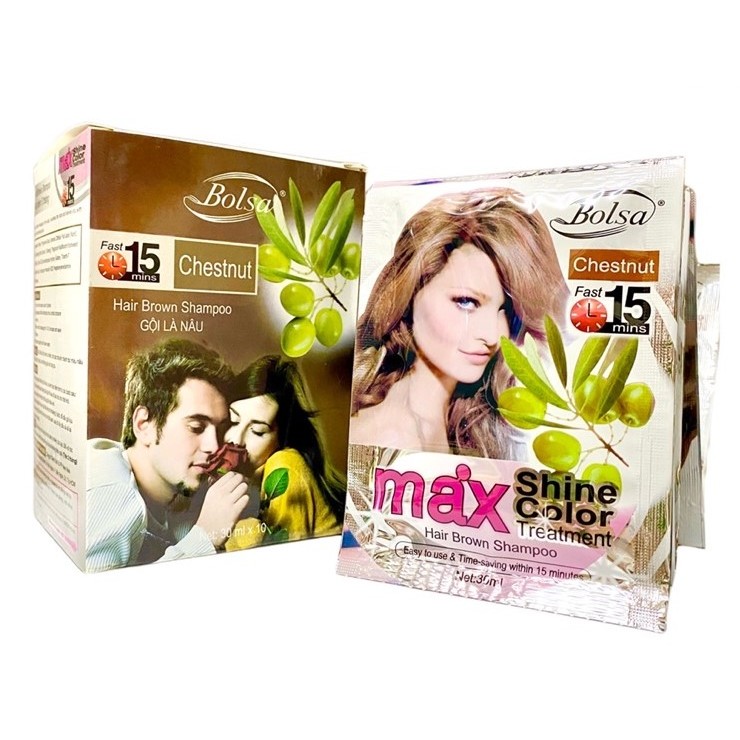 DẦU GỘI NHUỘM THẢO DƯỢC MÀU NÂU BOLSA - GỘI LÀ NÂU - HALIDO