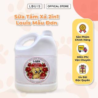 Sữa tắm xả cho chó mèo 2in1 louis peony 2l 4l, sữa tắm kiêm dầu xả chó mèo thú cưng chính hãng- louis for pet