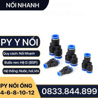Chữ Y Ba Đầu Nối Nhanh Cắm Ống Bằng Nhau Sử Dụng Nối Ống Nhựa Pu Khí Nén Chất Lỏng Phun Sương Hơi Nước - PY 1 Chạm