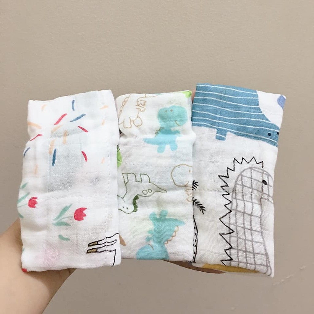 Khăn xô nhăn 6 lớp 100% cotton siêu mềm, khăn sữa sợi tre xô nhăn rửa mặt cho bé
