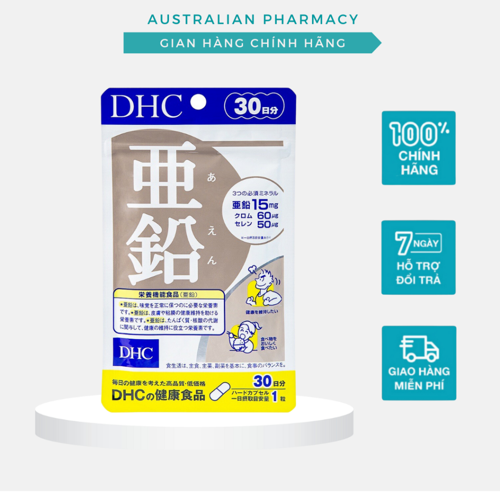 Viên uống DHC Zinc bổ sung kẽm gói 30 Viên