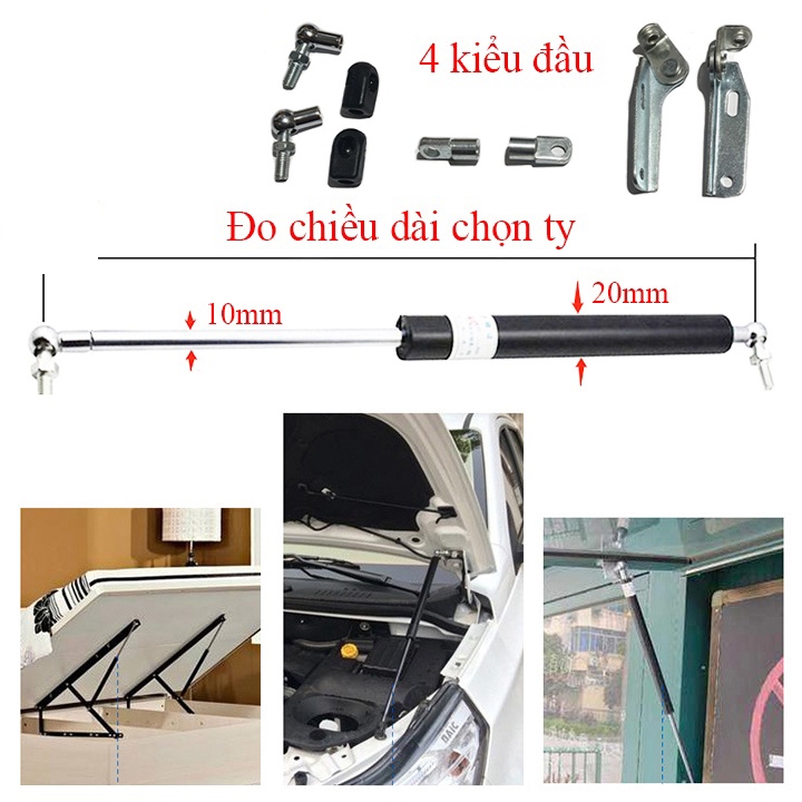 Ty Thủy Lực Chống Cốp Nắp Capo Ô Tô, Ty Chống Cửa 500N  Dài 20–80cm