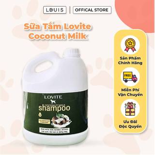 Sữa Tắm Cho Chó Mèo 2in1 Lovite Coconut Milk 2-4L Sữa Tắm Thú Cưng Dưỡng Lông Khử Mùi Chính Hãng