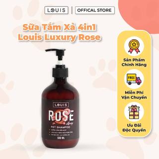 Sữa Tắm Cho Chó Mèo 4in1 Louis LUXURY ROSE 500ml - 4L, Sữa Tắm Dầu Xả Chó Mèo Thú Cưng Chính Hãng