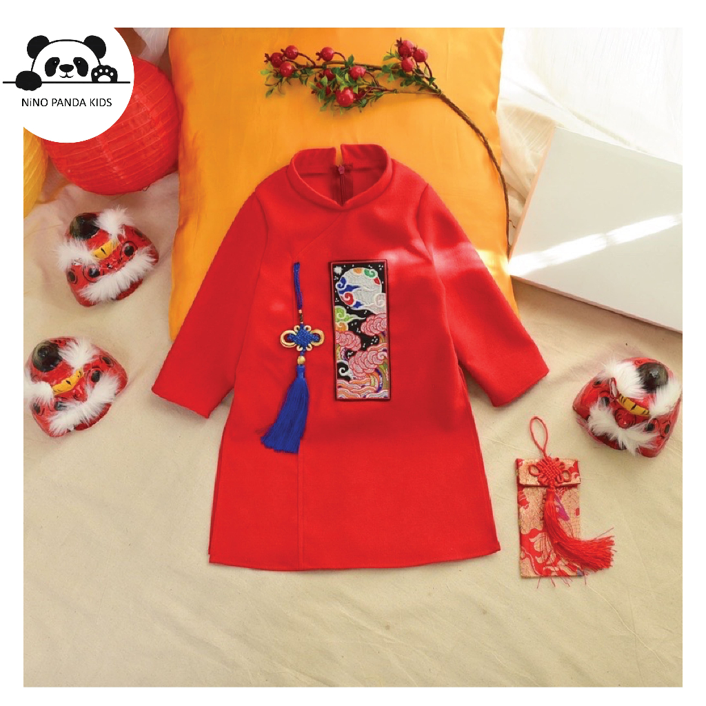 Áo dài cách tân phượng vũ cho bé trai từ 0 - 9 tuổi, NINO PANDA KIDS